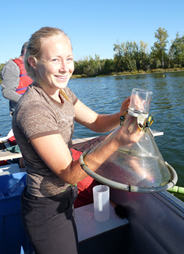 Lindsey Wilson with retrieved emergence trap Nakamun Lake Sept 09