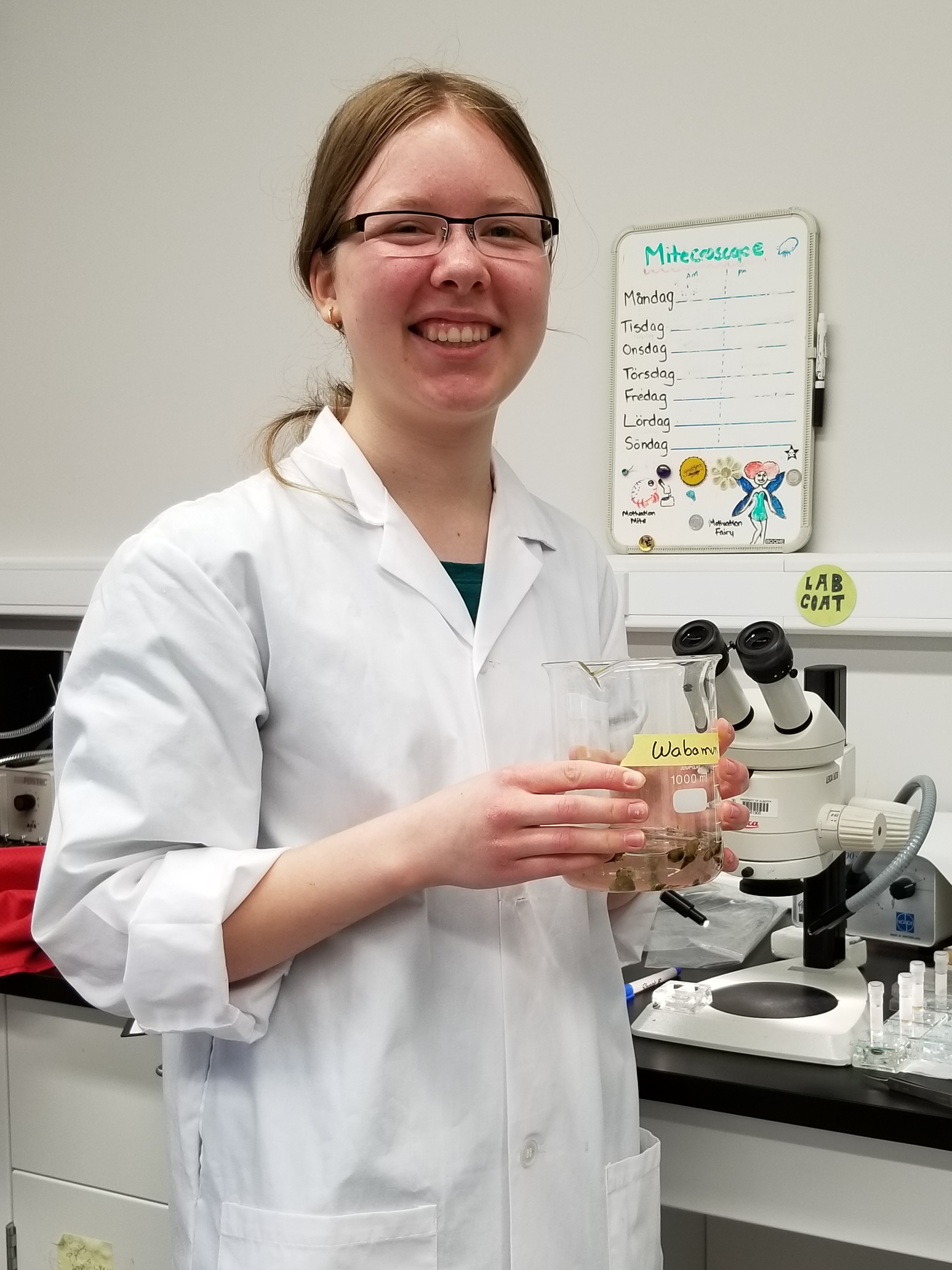 Hannah Stormer with Wabamun snails 6 June 2019